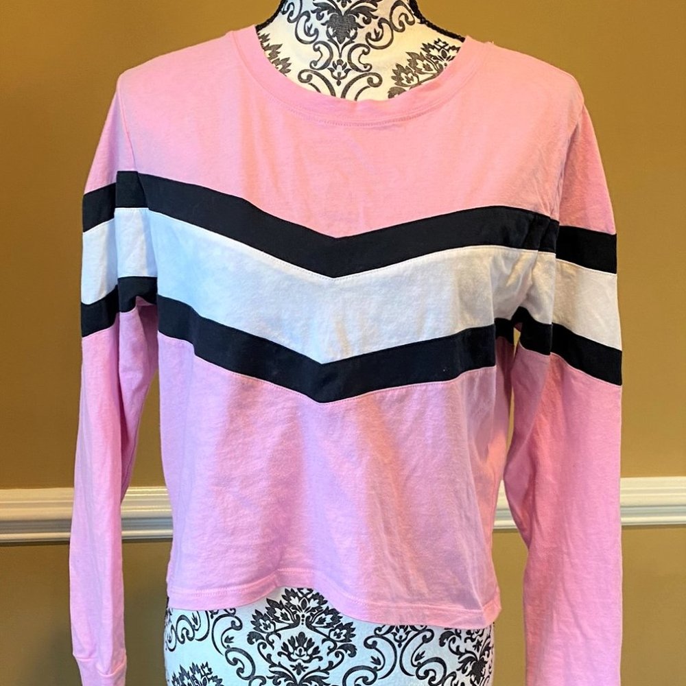 Abercrombie Long-Sleeve Colorblock Tee, Pink, Sml